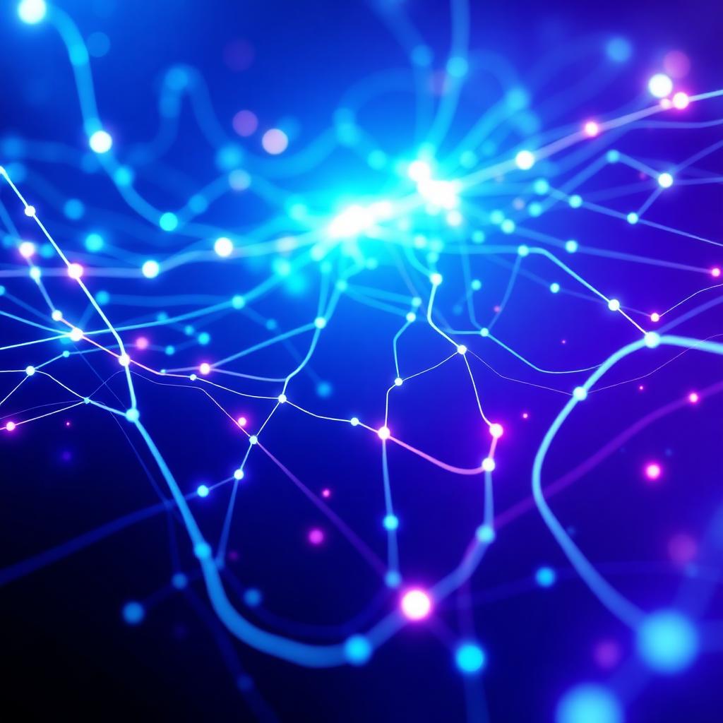 Visualización abstracta de redes neuronales y conexiones digitales